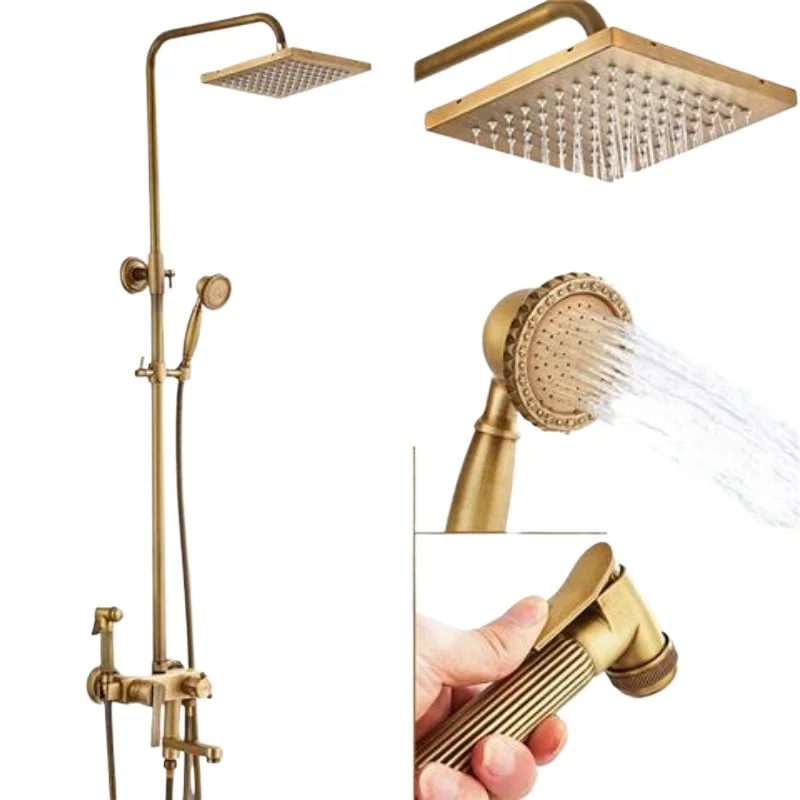 

Full Copper Shower Faucet, Vintage Bath Bathroom Home Vintage, French Shower