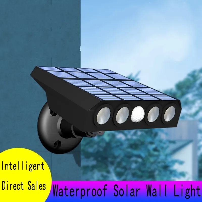 Led solar lâmpada de parede ao ar livre ip65 à prova dsmart água inteligente iluminação luminosa decoração do jardim luzes solares escadas cerca luz solar lâmpada