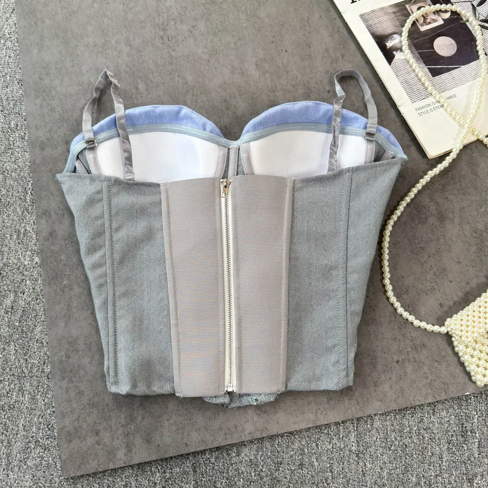 Hotsweet Elegant Sleeveless Vintage Sweet Patchwork Spliced Camis Straps Top Sexy Beach Vacation High Street Summer Clothing