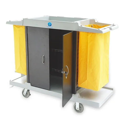 

Multifunction Cleaning Hotel Room Service Car Hotel Housekeeping Trolley Cart Room Cleaning Trolley Service Cart With Door