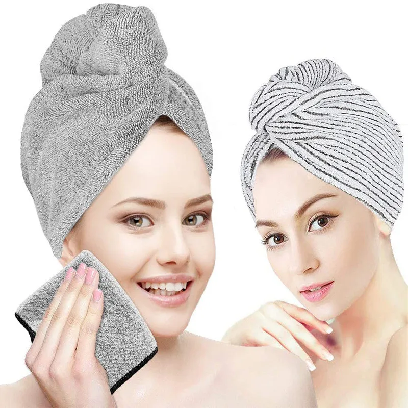 Bamboo charcoal fiber hair towel wet hair quick-drying hair towel super absorbent bag head scarf ladies bathroom dry hair cap