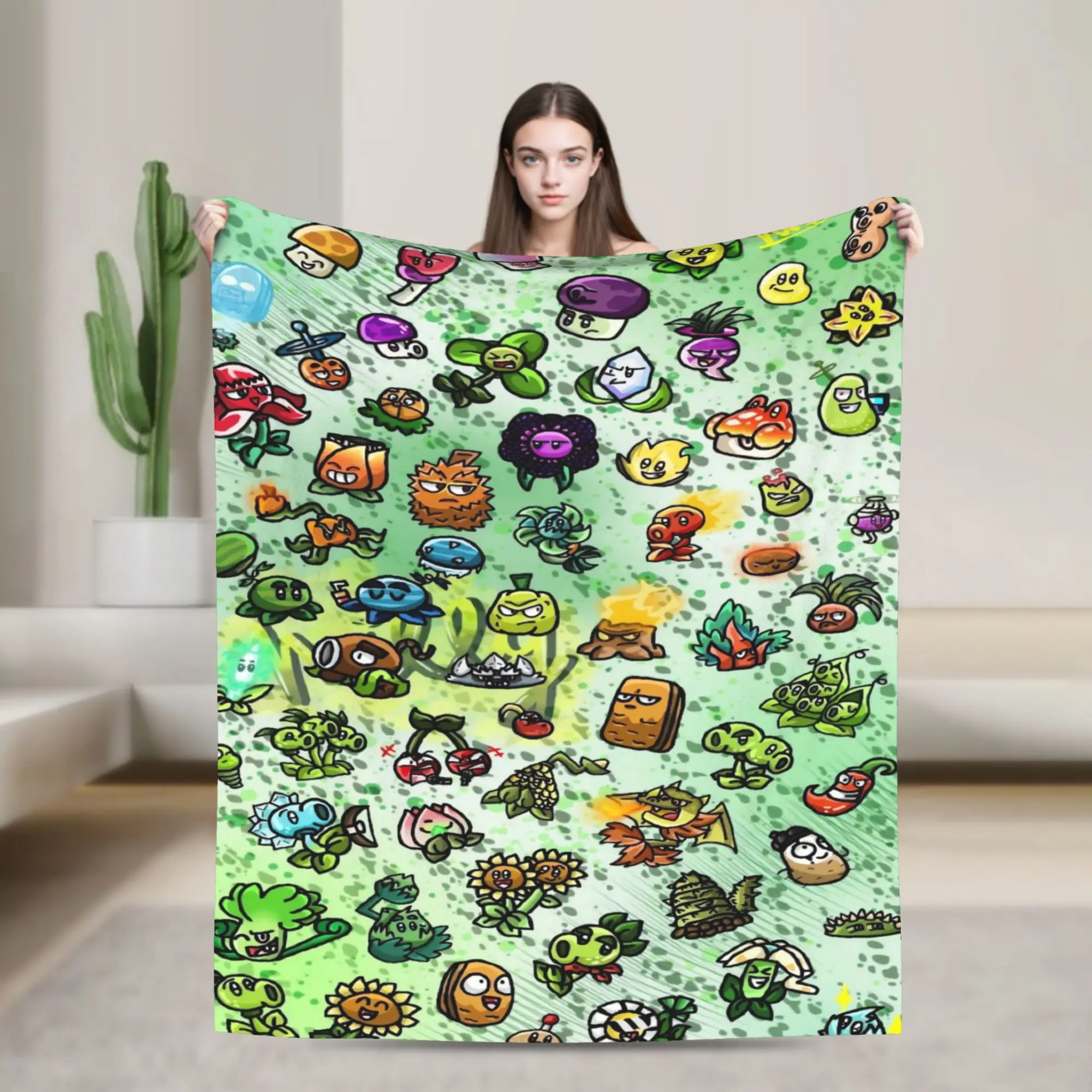 P-Plants-vs-Zombies Video Games Blanket  Travel Office Flannel Throw Blanket For Couch Chair Super Soft Quality Bedspread
