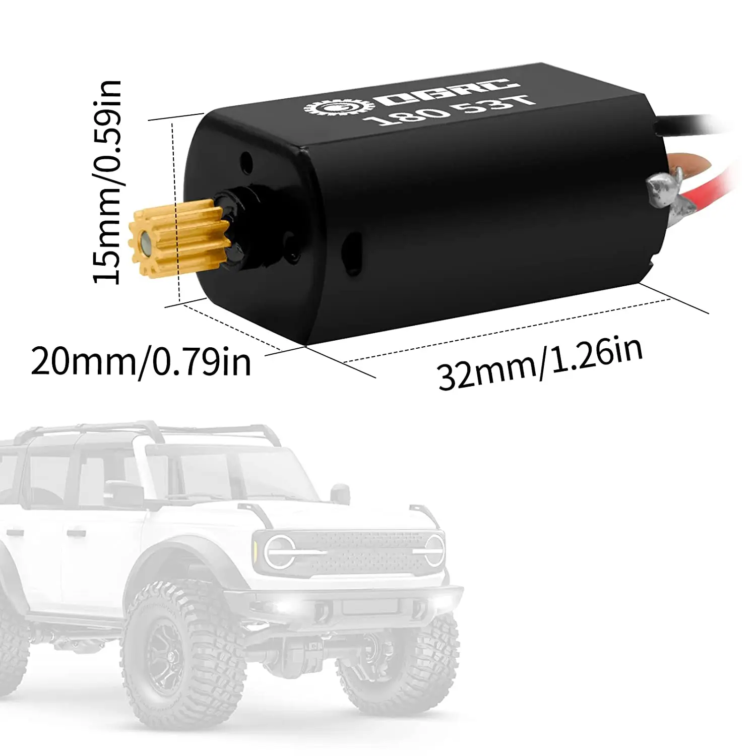 OGRC 180 Brushed 66T Motor with 11T Stainless Steel Pinion for TRX4M 1/18 RC Crawler Car Upgrade