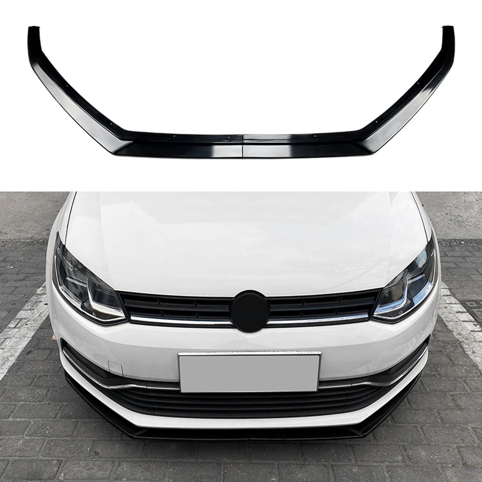 

Front Bumper Spoiler Lip For Volkswagen VW POLO MK5 6R 6C 2009-2018 Gloss Black Lower Splitter Blade Guard Plate Protector Kit