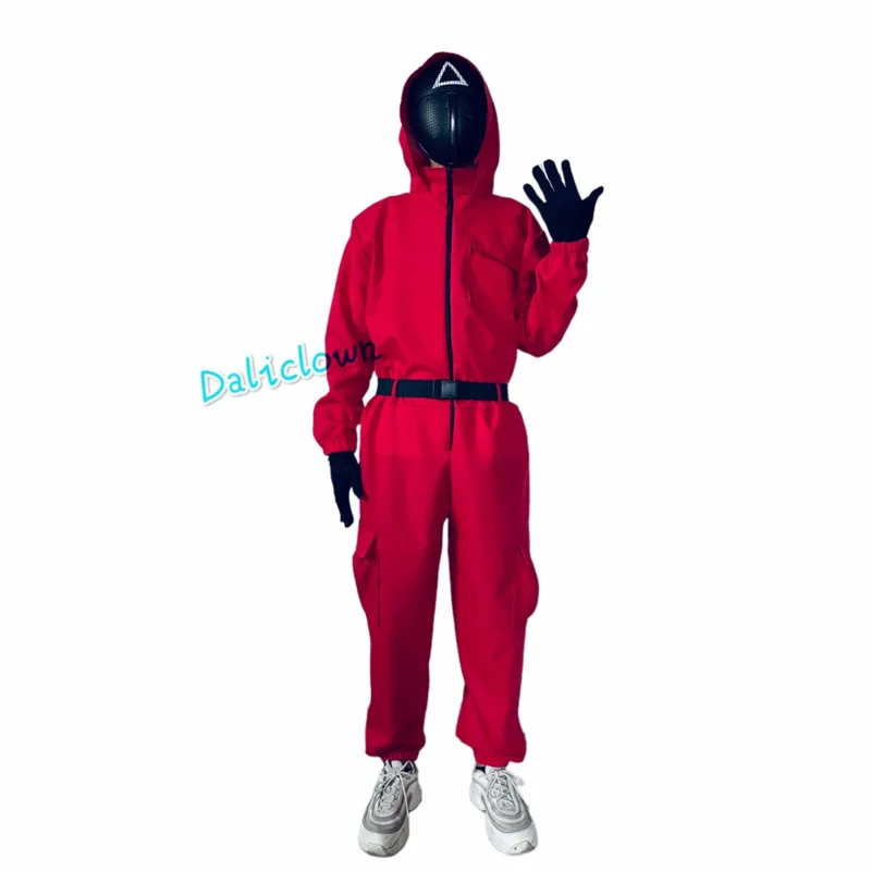 2025 New Kids Anime Game Costume Cosplay Jumpsuit Round Six Vip Square Circle Triangle Helmet Mask Halloween Party Chri ❤ ❤ $zz