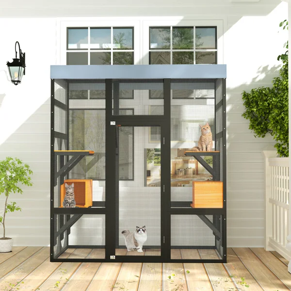 大型户外猫咪围栏/猫舍，配备5个平台和2个休息小屋，坚固金属框架，易于组装，室内外均可使用。--不支持self-pick up且不支持指定仓库发货-12