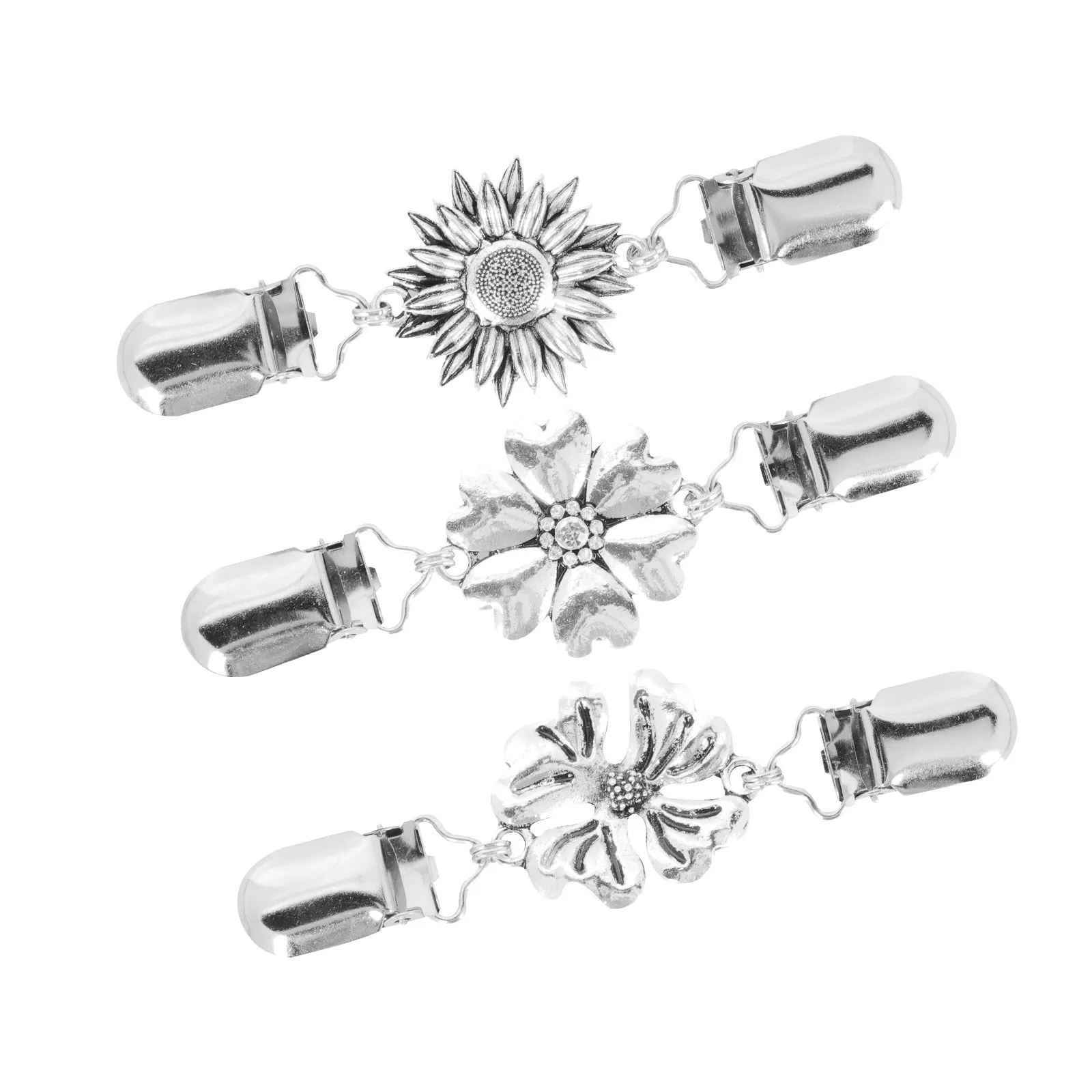 3Pcs Premium Metal Sweater Shawl Clip Cardigan Collar Dress Brooch Clip Silk Scarf Accessory Stylish Functional Clothing Clasp
