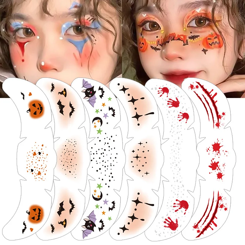 

5pcs Demon Scar Vine Temporary Stickers Halloween and Christmas Tree Face Tattoo StickerDIY Party Makeup Tattoo Decal ﻿Kit
