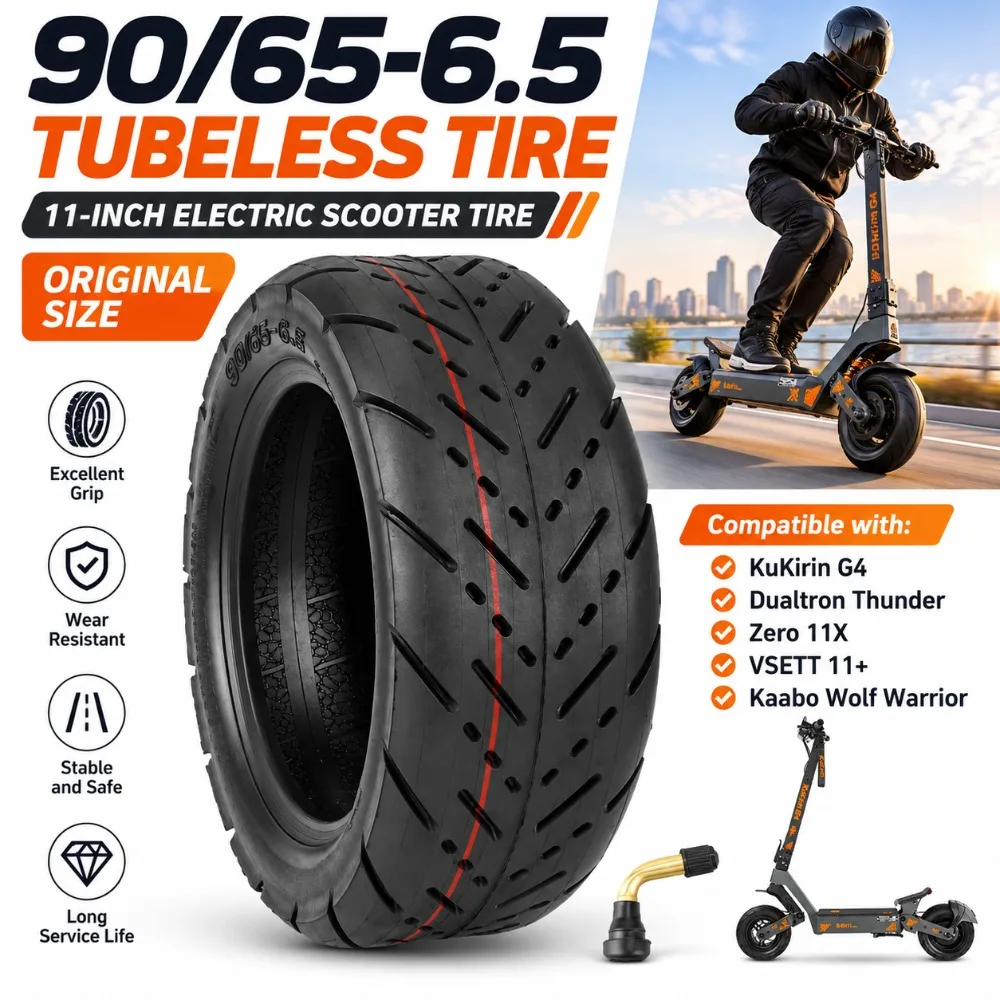 90/65-6.5 Schlauchloser Reifen 11 Zoll E-Scooter Vakuumreifen Originalgröße für KuKirin G4 Dualtron Thunder Zero11X VSETT11+ Kaabo