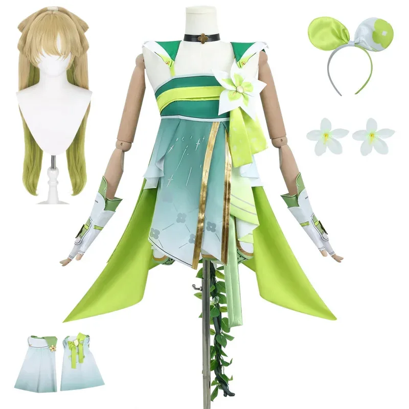 qq681New أنيمي لعبة Wuthering موجات تأثيري فستان مُصمم حسب الطلب فيرينا شعر مستعار الدعائم مجموعة هالوين حفلة اللعب الزي ل Wo #2