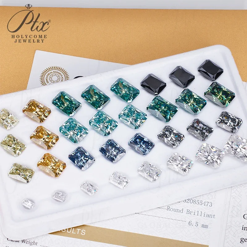 100% Moissanit-Diamant, Radiant-Schliff, 0,3-10 Karat, DIY-Ring, Halskette, Ohrringe, Hauptmaterialien, Großhandel, Perlen in Primärfarben – Detail 2