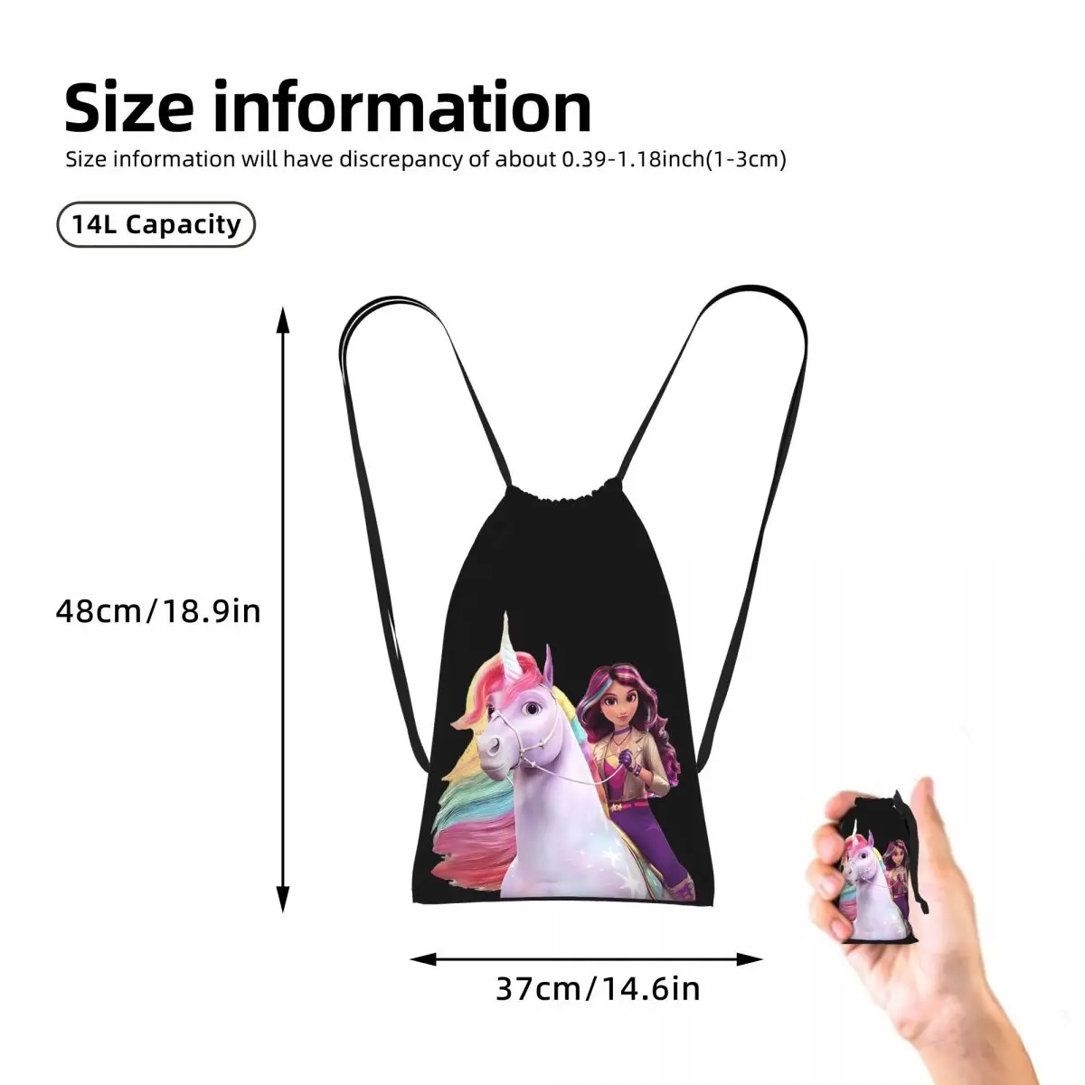 Unicorn Academy Sophia Wildstar Drawstring Backpack hiking cycling Bag Portable Travel Drawstring Bag for Men Women