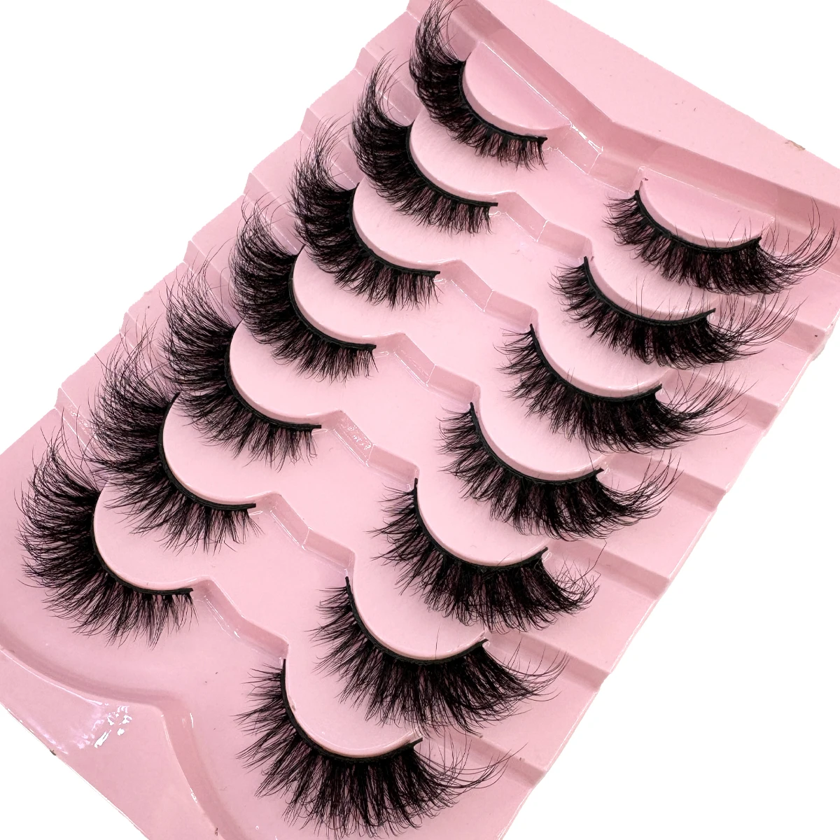 AMSDCN 7 pares de pestañas postizas de imitación de visón aspecto Natural esponjoso volumen fino zorro/ojo de gato extensión de pestañas postizas gruesas cruzadas