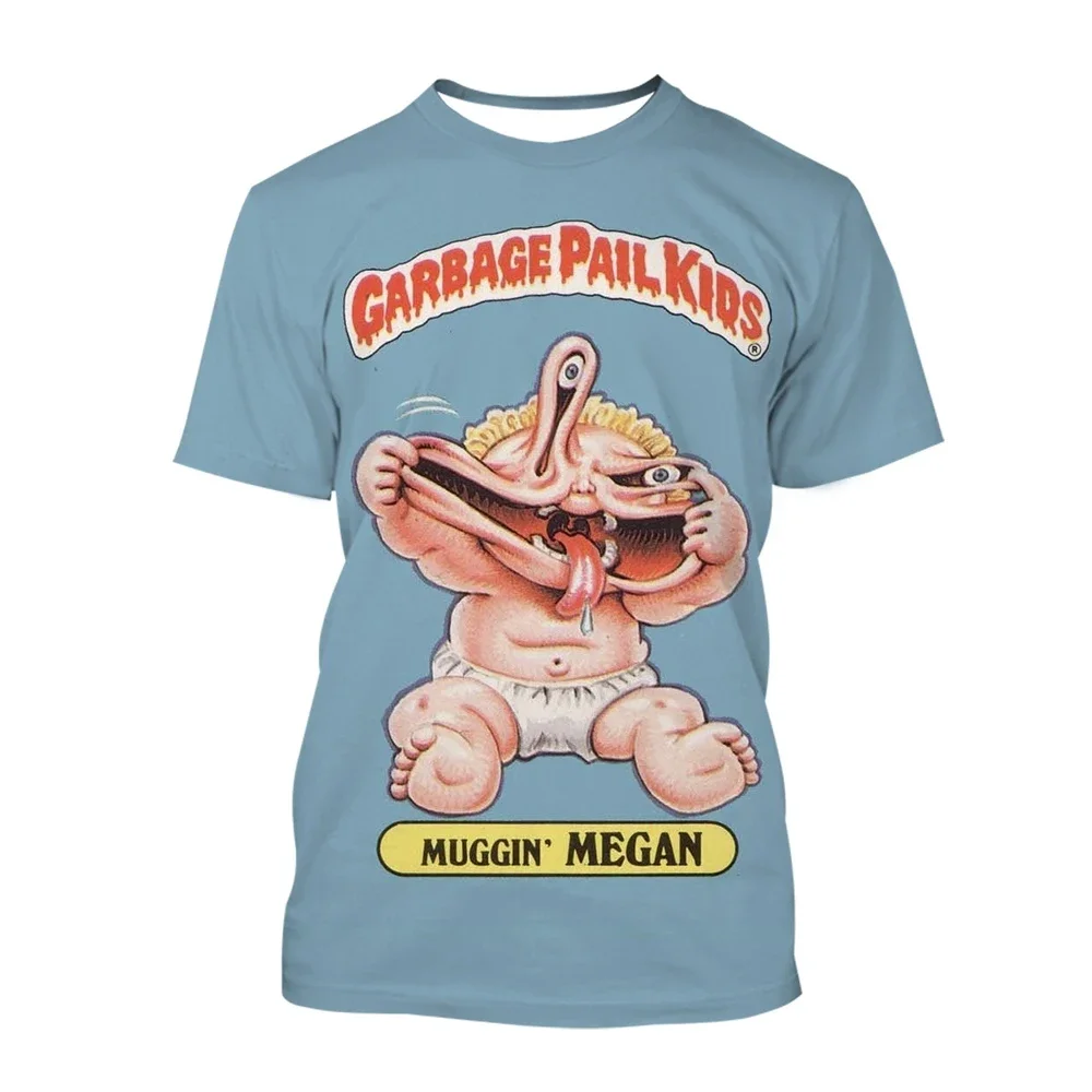 Fun Cartoon Animation Garbage Can Kid 3D Art Evil Fun Leisure Comfortable Daily Breathable T-shirts Children Top Clothes