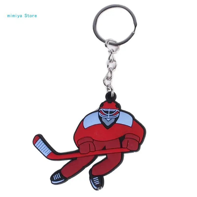 Cartoon Ice Hockey Pendant Keychain Fashion Simple Keys Holder Winter Sports Decorative Keyring for Purse Handbag Bag