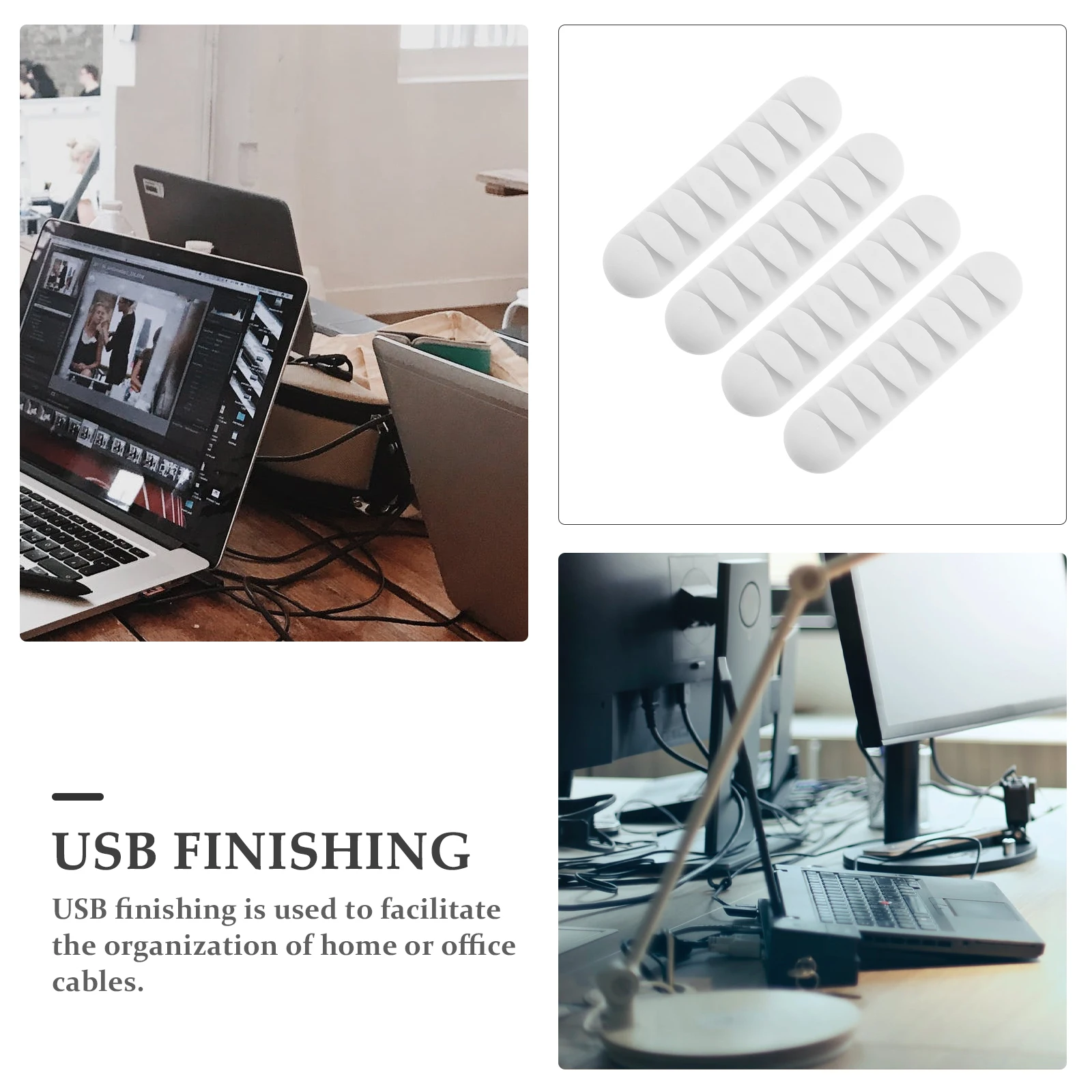 

4Pcs Cable Organizer Adhesive Desktop Wire Holder for Office Home Use Cord Management Holder Clip Mountable Data Cord Keeper