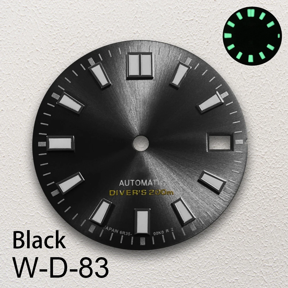 28.5mm S Logo Sunburst Dial Fit NH35/NH36 Japanese Movement Green Luminous Diving High-Quality Watch Modification Accessories