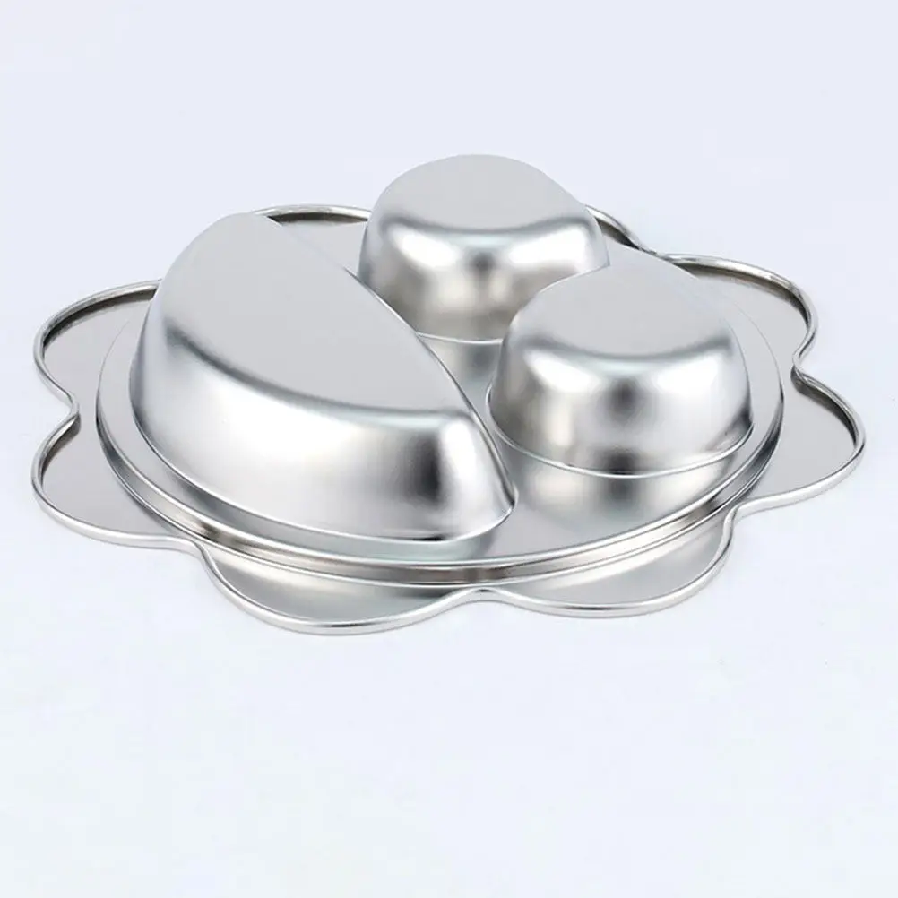 Food Plate Stainless Steel Divided Multi- Dinner Breakfast Serving Plate Household Buffet Food Container