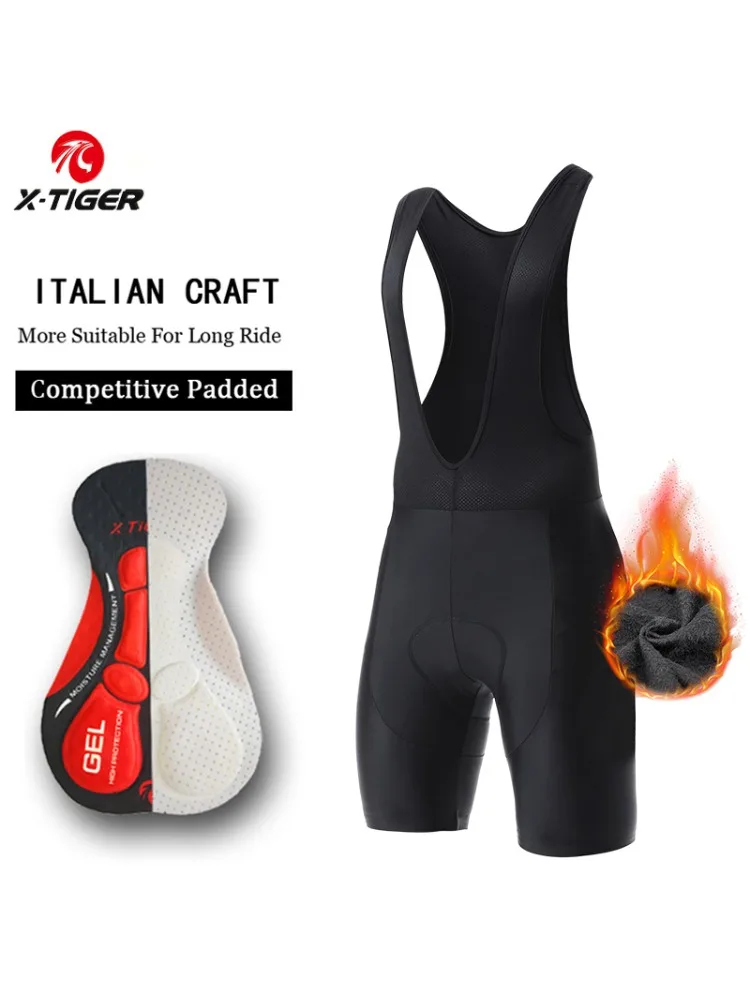 AliExpress X-TIGER Autumn And Winter Fleece Cycling Bib Shorts Mountain Road Bike 5-15 ℃ Padded Warm Cycling Bib Shorts