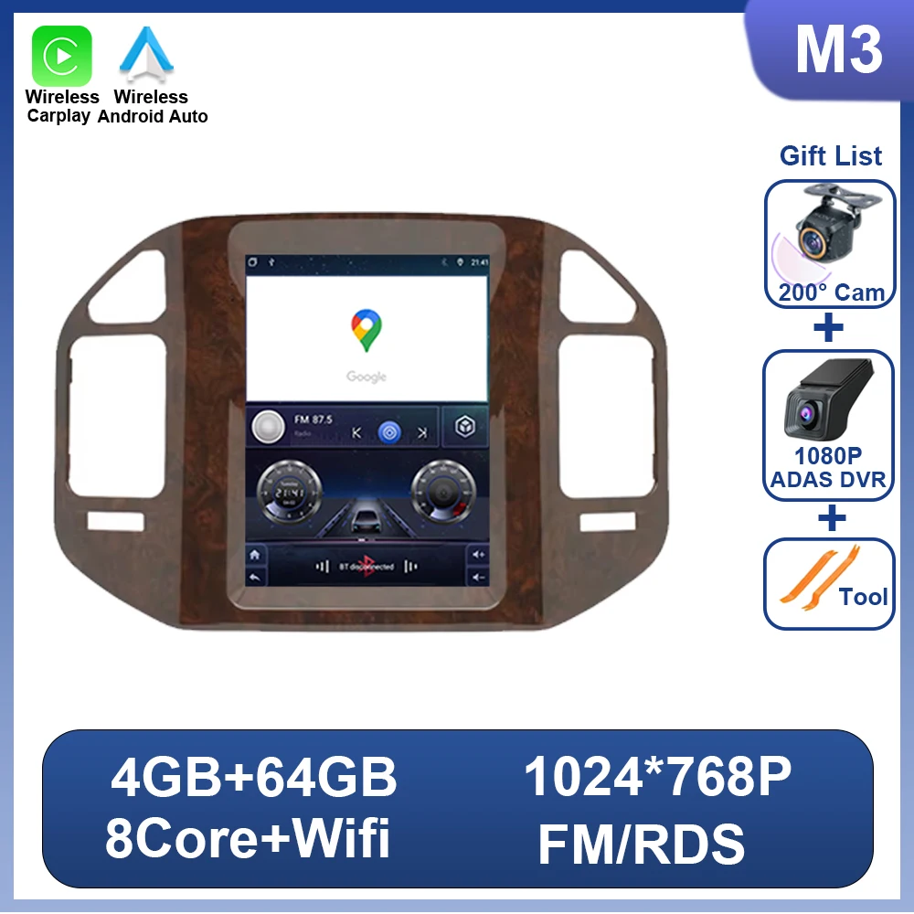 9.7 inch Android Voor Mitsubishi Pajero 3 V60 V68 V73 1999-2011 Carplay Autoradio Multimedia Speler GPS navigatie WIFI 2 Din