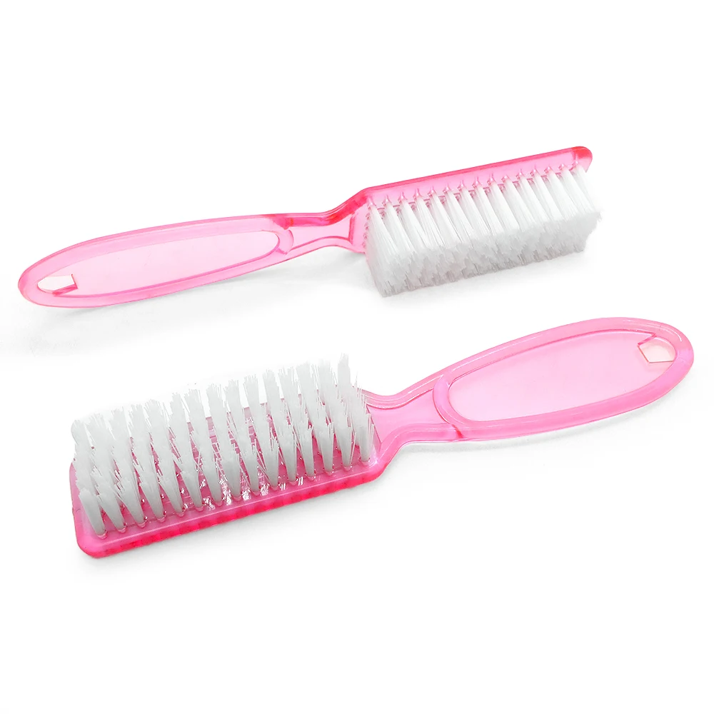 2 uds mango de limpieza cepillo de uñas de mano exfoliante de uñas cepillo rosa transparente cepillo de pedicura uso para limpieza de dedos de los pies y uñas