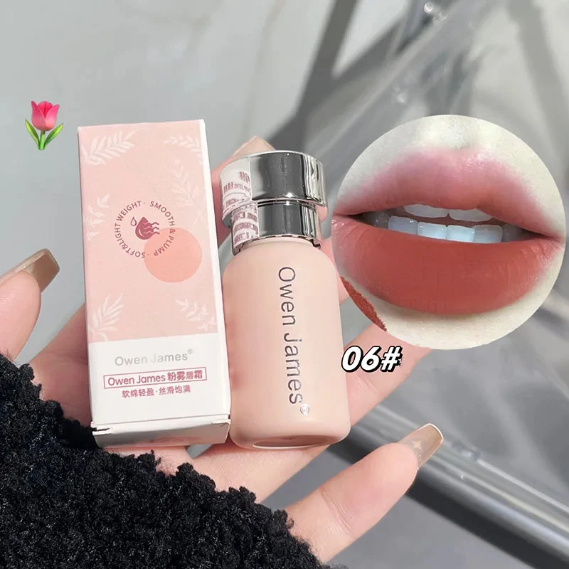 Roze Mist Lipcrème Kleine Fles Modder Matte Fluwelen Lipgloss Klei Langdurige Kleur Niet-uitdrogende Naakt Perzik Lip Glazuur Rouge Tint