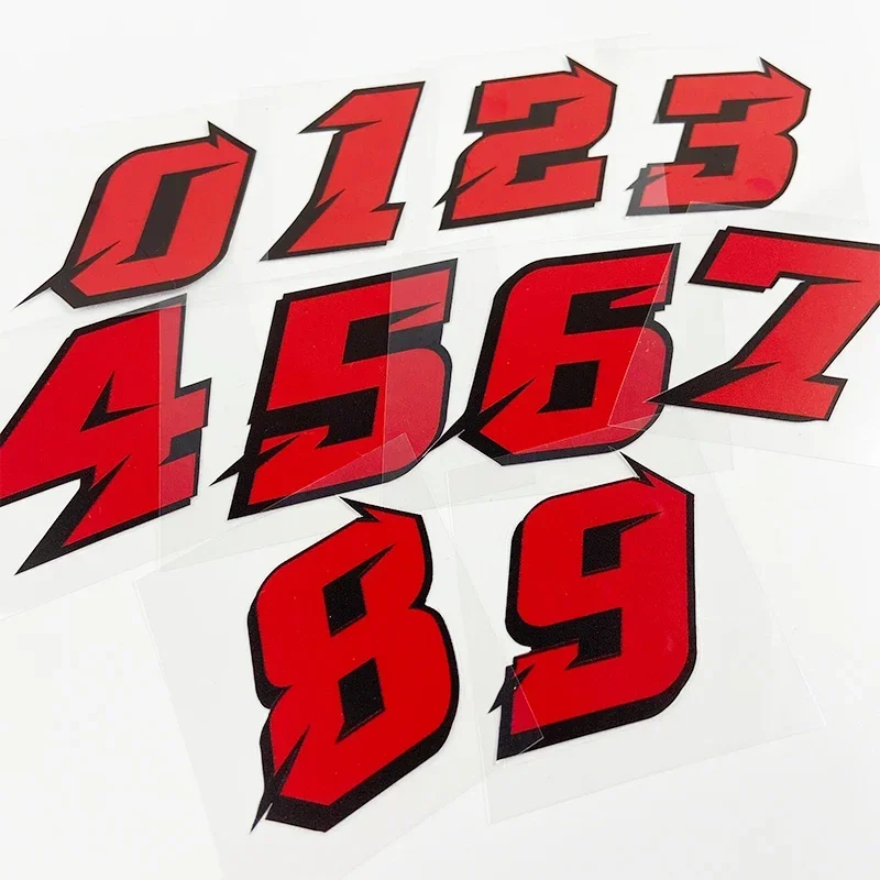 Red 0123456789 Number Car Motorcycle Stickers Motorbike Fuel Tank Side Panels Scooter Helmet DIY Moto Fashion Vinyl Decals