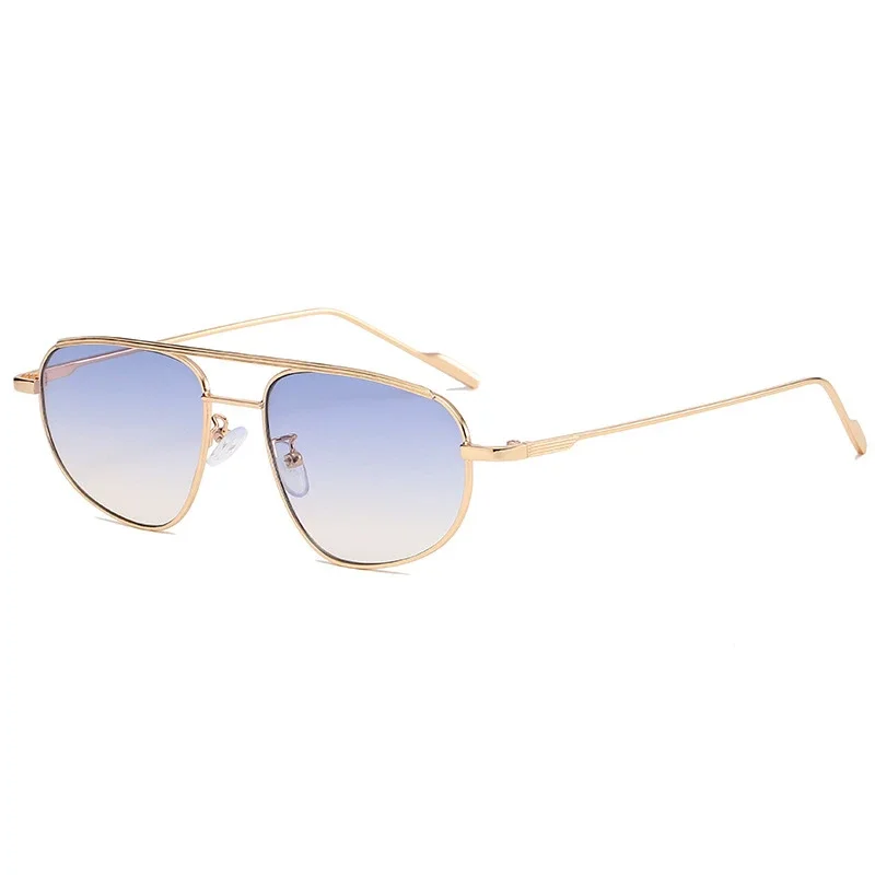 

2022 New Versatile Simple Metal Double Beam Sunglasses Women's Fashion Toad Glasses Personalized Anti Blue Light Glasses UV400