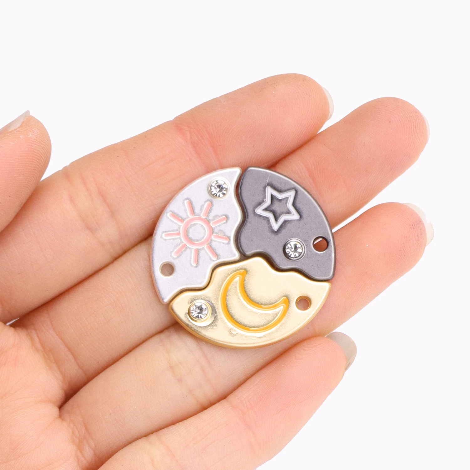 2 مجموعة الشمس القمر ستار أفضل صديق قلادة جولة الربط سبيكة سحر Diy بها بنفسك الأصدقاء الجيدين ، زوجين قلادة المفاتيح الملحقات #5