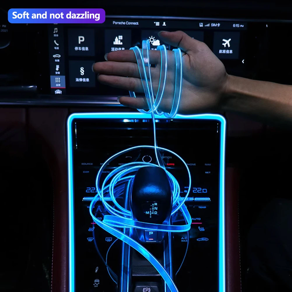 3M USB سيارة LED أضواء المحيطة قطاع EL سلك النيون الإضاءة المحيطة USB مرنة الديكور DIY بها بنفسك السيارات جو الحفلات مصابيح #3