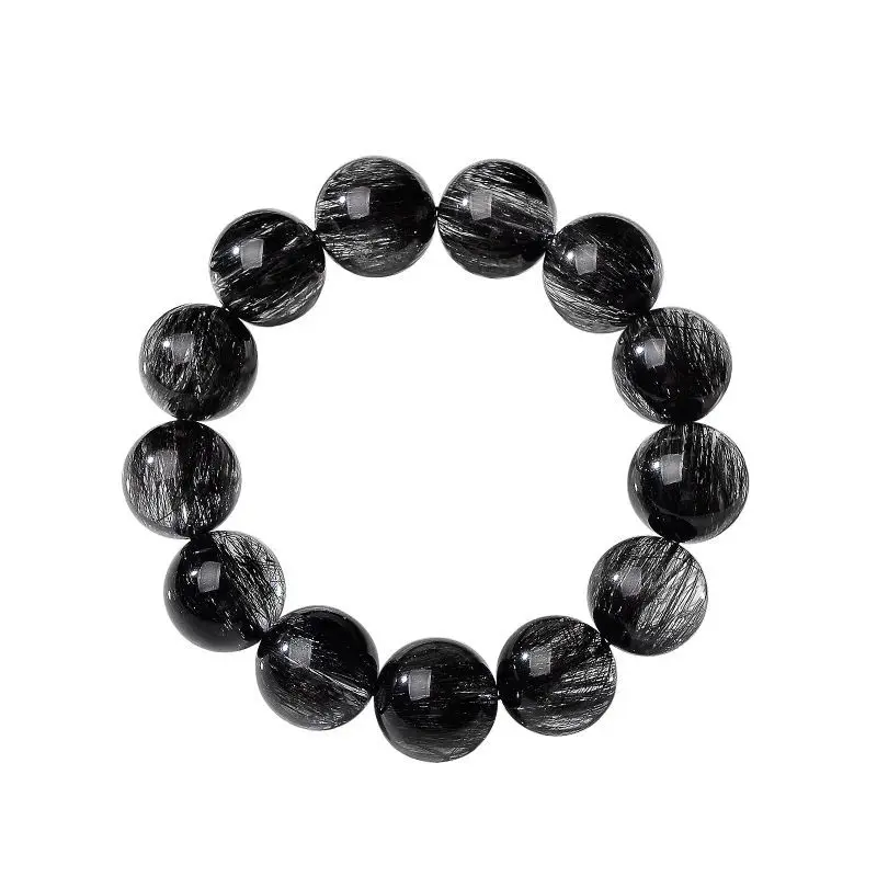 UMQ Natural Black Hair Crystal Bracelet Single Circle and Multi Circle Rutile Black Crystal Men's and Women's Holiday Gift