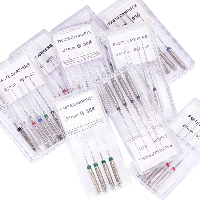 4pcs Dental Rotary Paste Carriers Spiral Filler Lentulo Assorted Engine Filling Paste Dentistry Material 21/25mm #25-40