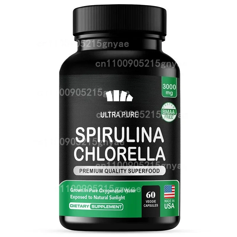 Cápsulas de espirulina azul pura orgánica: superfood natural con probióticos y ficocyanina apoyan la piel sana y el cuidado bucal