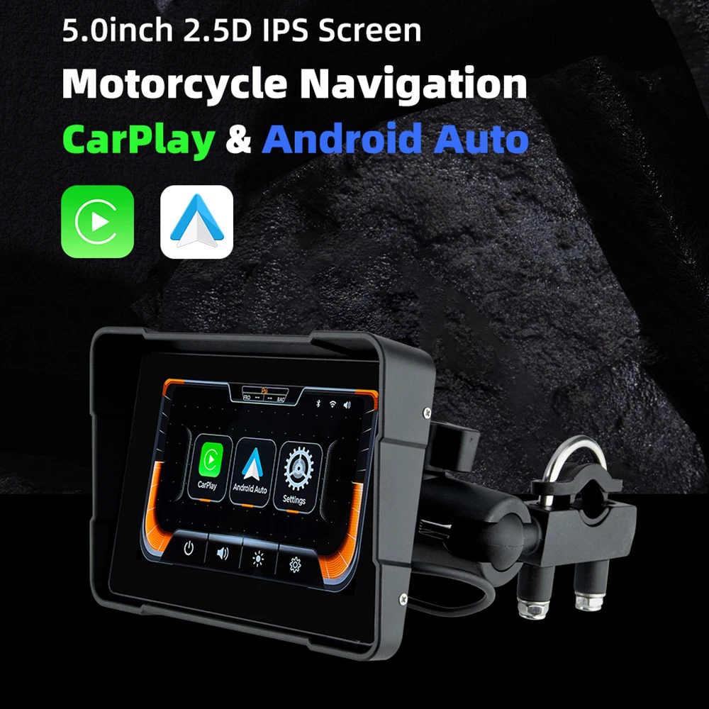 EKIY 5.0 بوصة لاسلكية CarPlay Moto Android Auto محمولة رقمية للدراجات النارية لوحة القيادة GPS والملاحة شاشة عرض TPMS