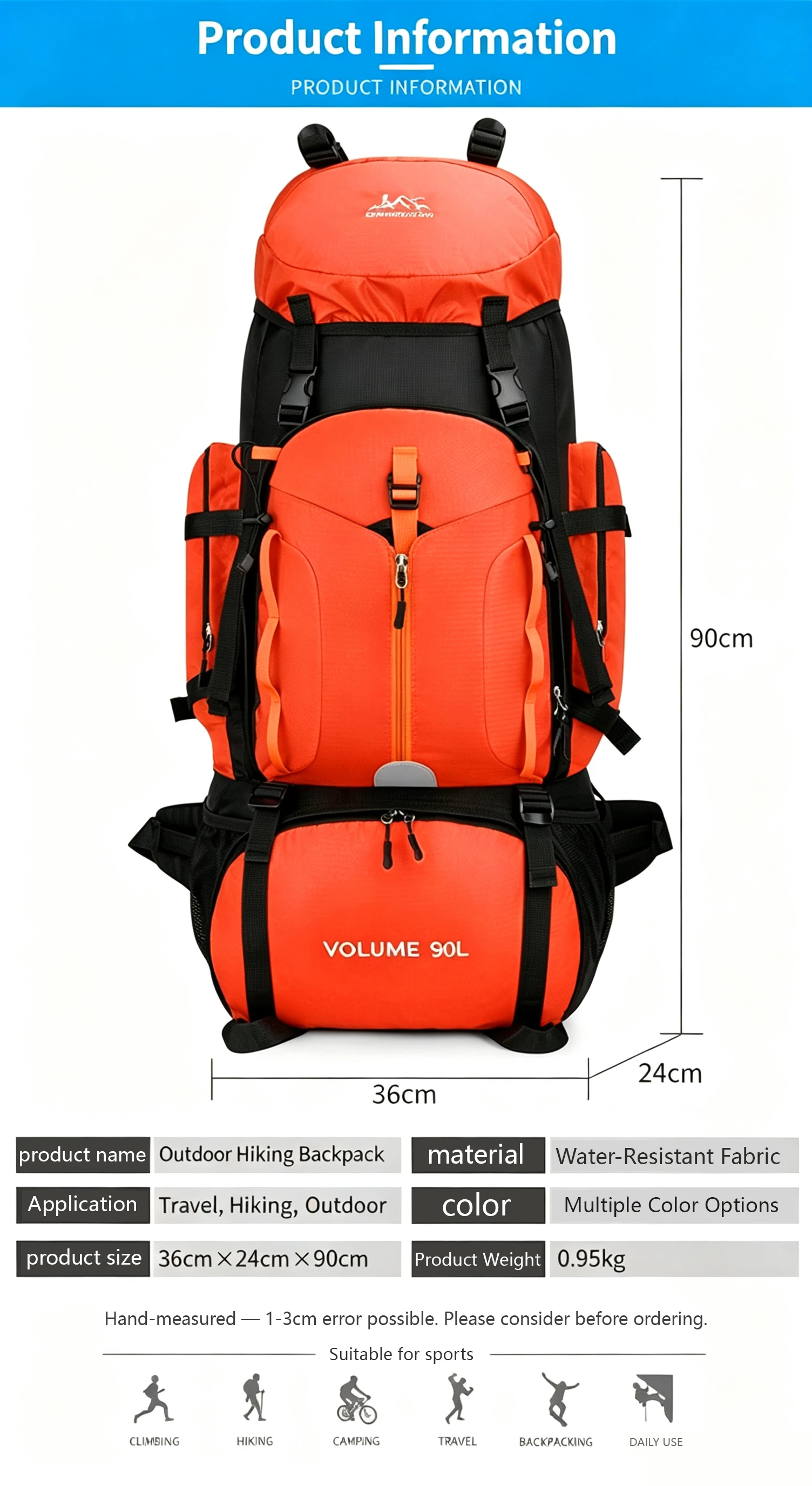 New Arrival Outdoor 90L Large Capacity Waterproof Hiking Camping Travel Backpack With Shoes Compartment - view 6
