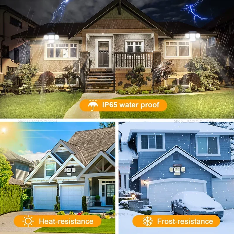Lampu Luar Ruangan Tenaga Surya 122/333 LED Lampu Banjir Keamanan Tenaga Surya dengan 3 Mode Lampu Jalan Pencahayaan Dapat Disesuaikan untuk Teras Taman Garasi