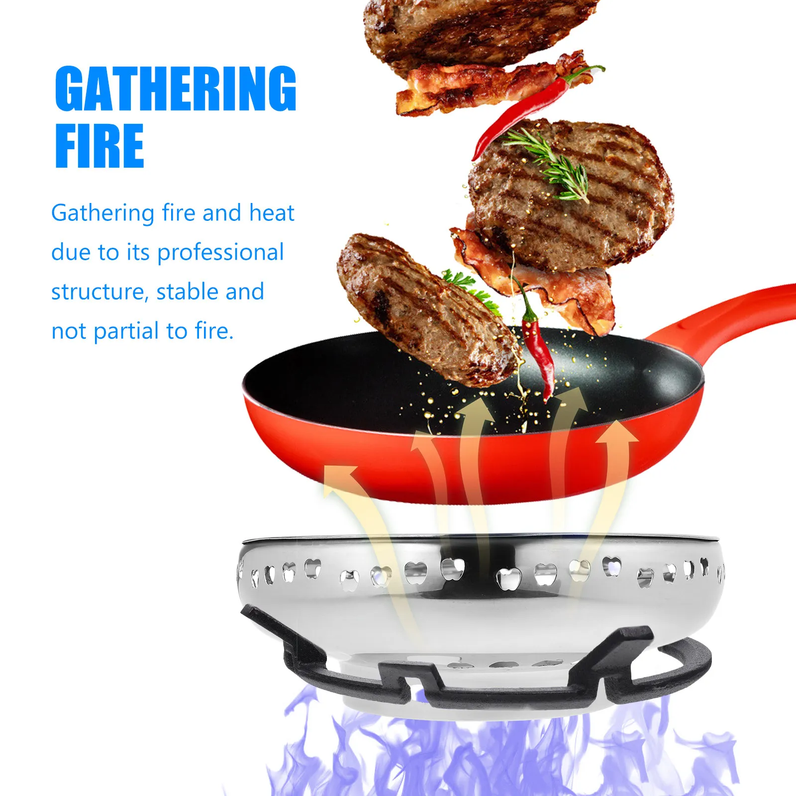 Single-Layer Stainless Steel Gas Hood Gather Fire Stove Cover Windproof Energy Saving Fire Wok Stand Heat Resistant Durable
