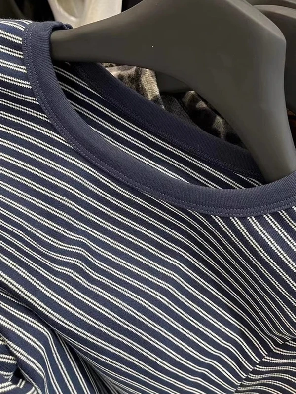 Lof op de! Onverslaanbare Sle! Koreaans gestreept ort Sve T-shirt Faionable veelzijdige jeugdige losse top voor dames