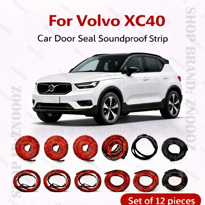 For Volvo XC40 Car Door Seal Strip Rubber Double Layer Soundproof Dustproof Waterproof Door Weatherstrip 12PCS Set