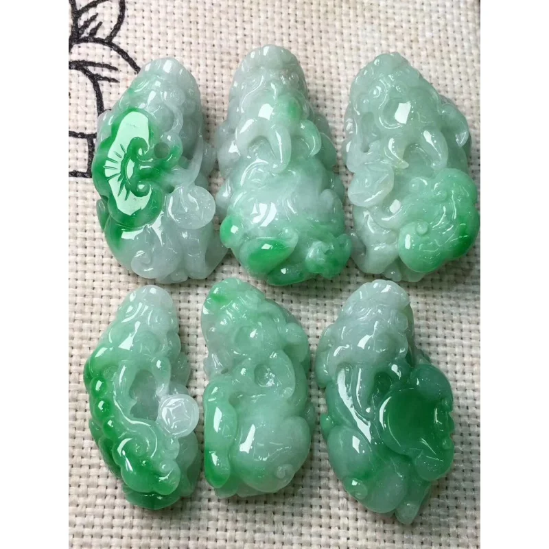 Een Ijsachtige Groothandel Yang Groene Jade Scupture Van Genade Godin Yi Yi Ruyi Kalebas Leaf Fu Meloen Veiligheidsgesp Hanger