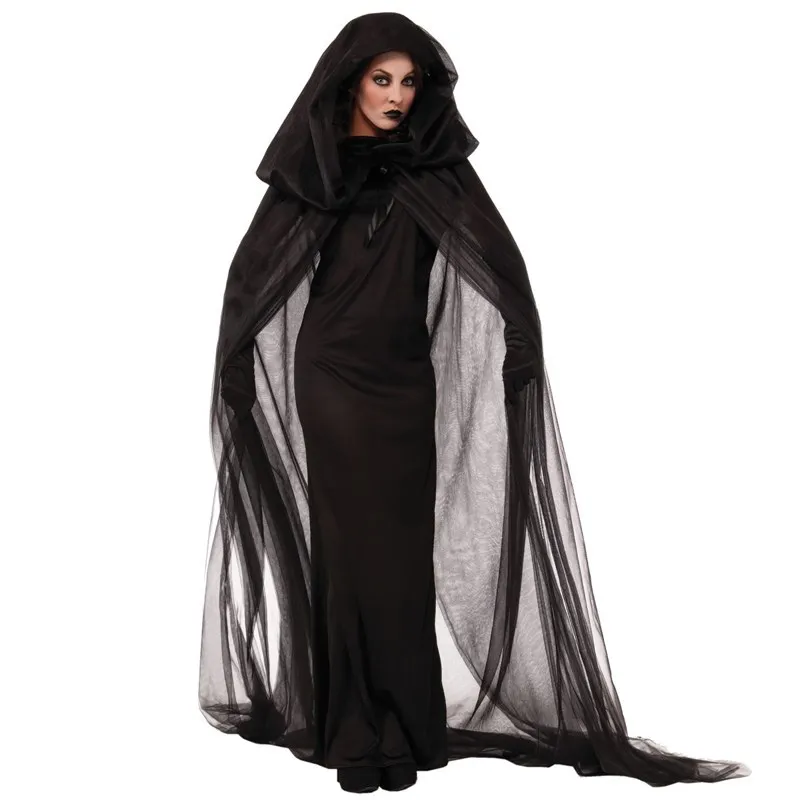 

Halloween Costume Adult Children's Witch Black Death God Cosplay Masquerade Ball Robe Children's Makeup Party