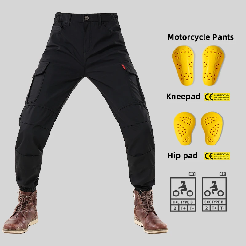 Summer Motorcycle Riding Pants Unisex Windproof Waterproof Cargo Jeans, Slim Fit Anti-Fall Moto Trousers