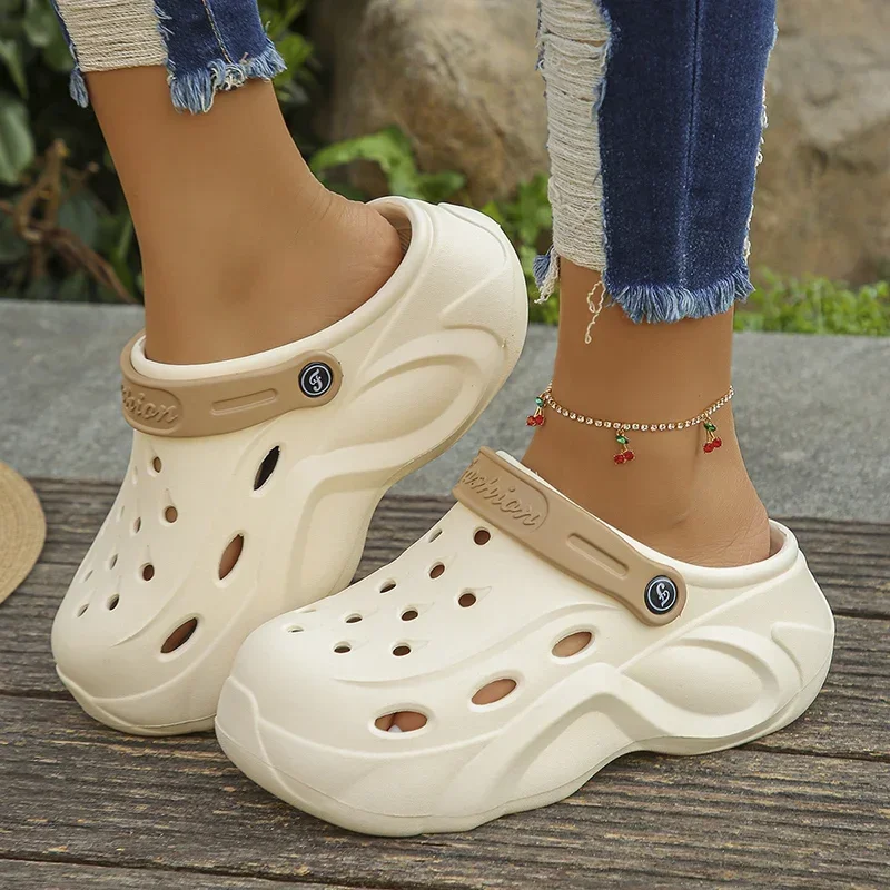 

2024 New Platform Sandals Women Summer Soft Thick Bottom Beach Garden Shoes Woman Slide Non Slip Eva Wedge Slippers