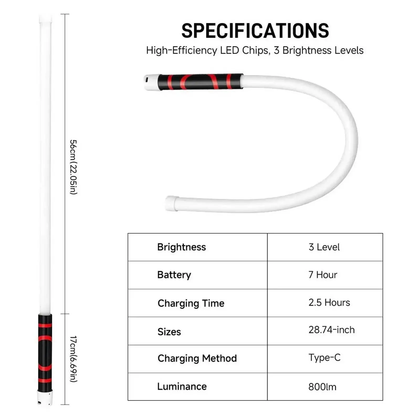 Mechanical Bendable Work Light Adjustable Brightness Portable Torch for Vehicle Inspection Tight Space