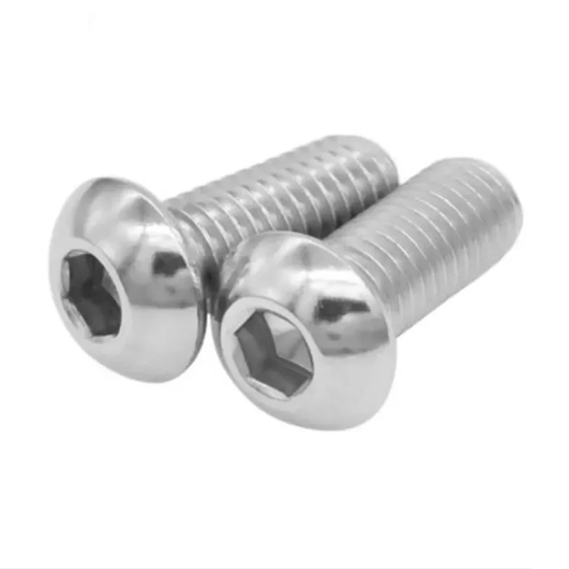 10pcs-100pcs M1.6 M2 M2.5 M3 M4 M5 M6 Stainless Steel Black Grade 10.9 Iso7380 Hexagon Hex Socket Round Button Screw