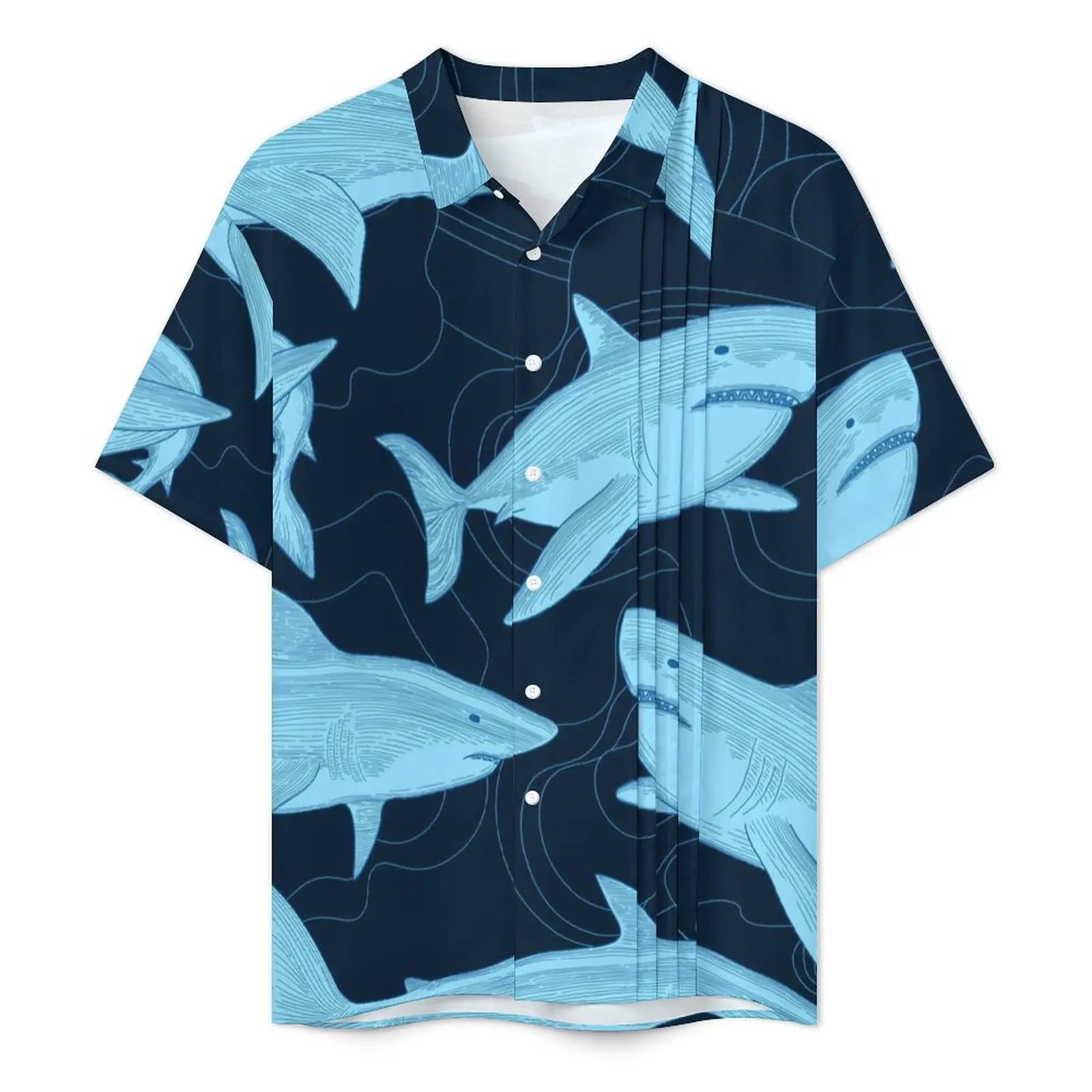 Sharks Casual Shirt Animal Fish Ocean Sea Trendy Summer Shirts Men Short Sleeve Beach Streetwear Graphic Plus Size 4XL Blouses