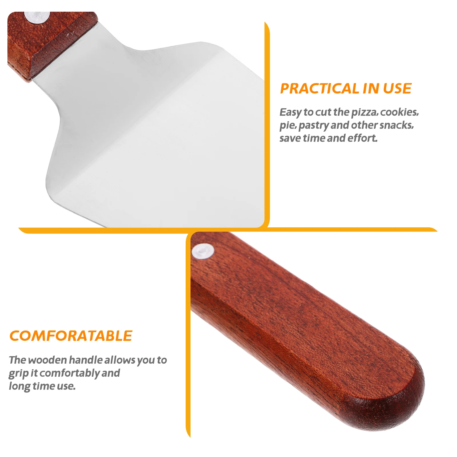 

Pizza Shovel Stainless Steel Cake Spatula Baking Tool Wood Handle Serrated Edge For Pie Cookies Pastry Kitchen Bakery Tool