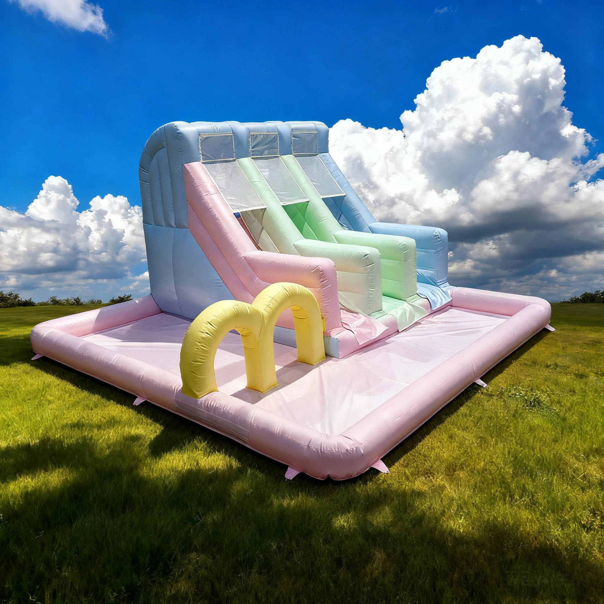 Castillo de salto inflable popular con tobogán, castillo inflable para interiores y exteriores + soplador incluido