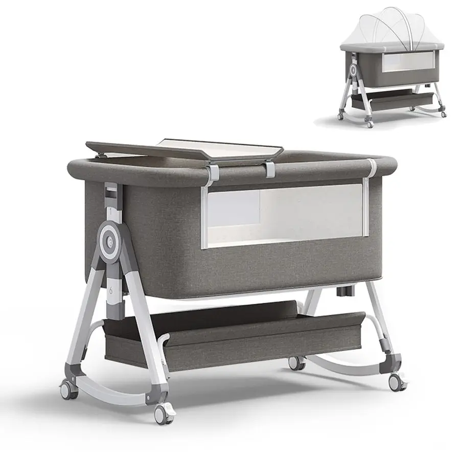 

Складная прикроватная кроватка для детской люльки, портативная кроватка с колесиками-усилителем, пеленальный столик, детская кроватка с регулируемой высотой, CoSle