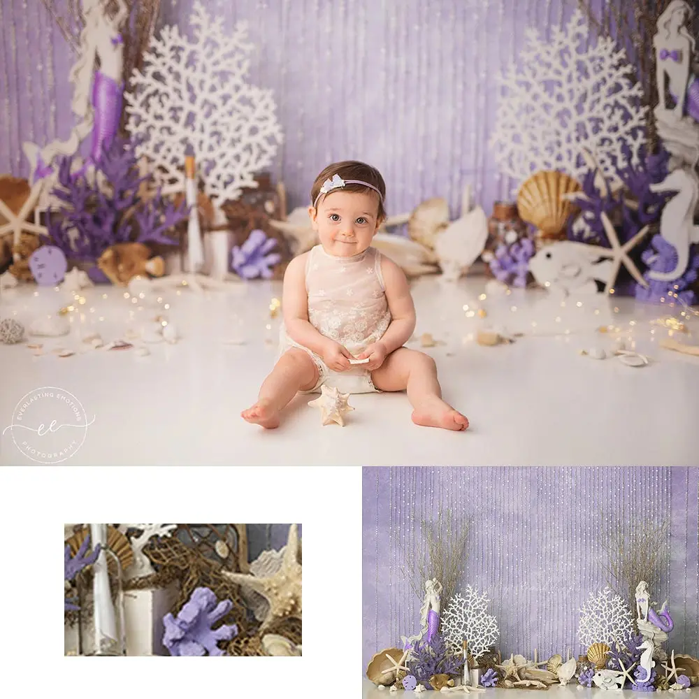 

Undersea Mermaid Photography Backdrop Kids Baby Cake Smash Photocall Decors Child Girls Adult Birthday Studio Backgrounds